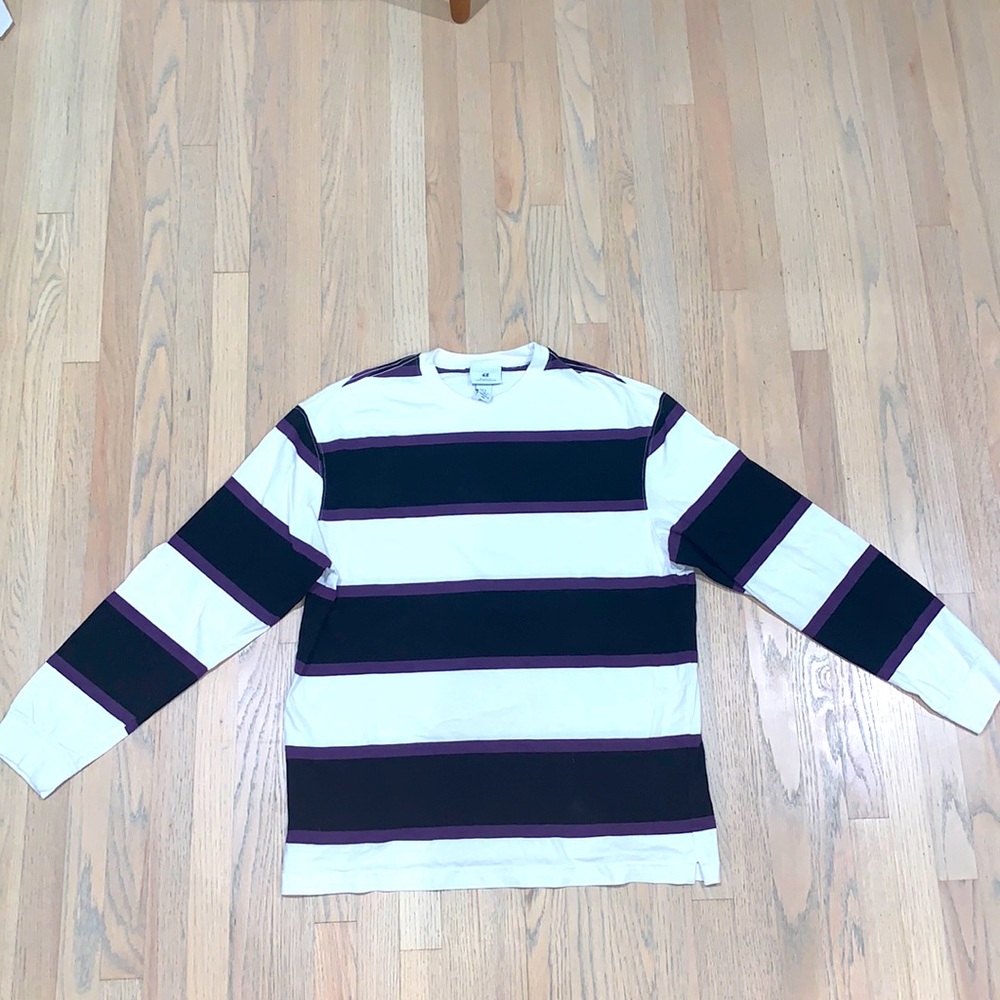 H&M long sleeve crew neck wide striped shirt